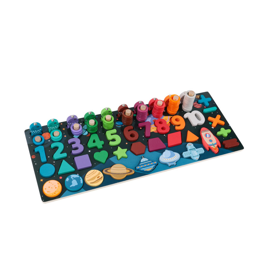 Ξύλινο Εκπαιδευτικό Παιχνίδι Αριθμών, Χρωμάτων και Σχημάτων